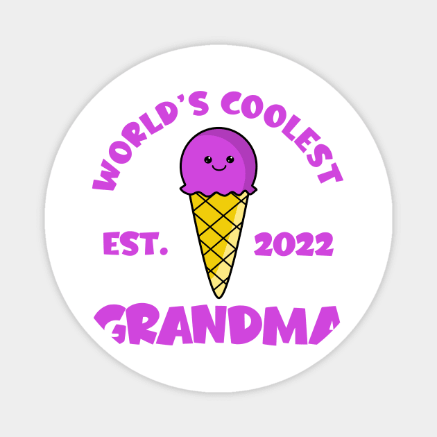 World's Coolest Grandma Est. 2022 Kawaii Ice Cream Magnet by KawaiinDoodle